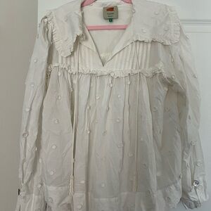 Farm Rio off-white 3D flowers blouse